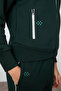 Pine Green Compact Cotton Thick Smooth Textured Stand Collar Standard Fit Women's Tracksuit Set - 95340 - 6