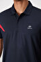 Navy Blue Breathable Textured Slim Flexible Standard Fit Polo Neck Men's Performance T-Shirt - 88402 - 3