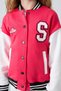 Viva Red Cotton Furry Inside Soft Textured Standard Fit Embroidered Girls College Jacket - 75163 - 3