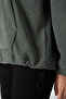 Khaki Thick Soft Textured Hooded Comfortable Fit Embroidered Fleece Women's Sweatshirt - 97292 - 3