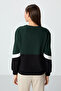 Pine Green Compact Cotton Thick Smooth Textured O-Neck Standard Fit Women's Sweatshirt - 97289 - 5