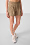 Beige Hidden Pocket Zippered Comfortable Form Women's Shorts - 91014 - 5