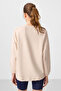 Beige Soft Textured O Neck Oversize Women's Tunic Sweatshirt - 97303 - 5