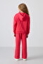 Viva Red Cotton Fleece Inside Soft Textured Comfortable Form Printed Girls' Tracksuit Set - 75147 - 7