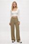 Women's Rena Belted Lycra Fat Green Palazzo Trousers - 3