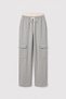 Gray Melange Double Belted Cargo Pocket Palazzo Girls' Sweatpants - 75198
