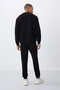 Black Cotton Thick Furry Soft Textured Comfort Fit Embroidered Men's Tracksuit Set -85265 - 7