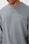 Gray Melange Compact Cotton Thick Smooth Textured O Neck Standard Fit Men's Sweatshirt -88405 - 2