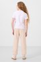 White-Beige O Neck Printed Rubber Leg Cargo Pocket Girl's Tracksuit Suit - 75173 - 8