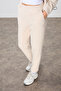Beige Thick Soft Textured Hooded Comfortable Fit Embroidered Fleece Women's Tracksuit Set -95338 - 3
