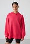 Viva Red Balloon Sleeve Letter Embroidered Women's Comfortable Fit Tunic Sweatshirt - 97163