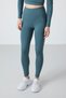 Forest Green High Waist Long Sleeve Slim Fit Crop Top Women's Leggings Set - 95286 - 6