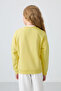 Yellow Cotton Fleece Inside, Soft Textured, Comfortable Fit, Embroidered Girls' Sweatshirt - 75150 - 5