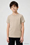 Beige O Neck Standard Fit Basic Unisex Kids T-Shirt - 11328