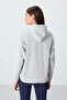 Stone Thick Soft Textured Hooded Standard Fit Embroidered Fleece Women's Sweatshirt -97286 - 6