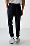 Navy Blue Cotton Soft Textured Comfort Fit Embroidered Men's Jogger - 82123 - 6