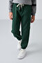 Pine Green Cotton Thick Fleece Lined Standard Fit Printed Boys' Tracksuit Bottom - 11225 - 4