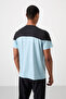 Light Blue Breathable Textured Slim Flexible Standard Fit Men's Performance T-Shirt - 88386 - 6