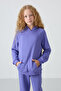 Lilac Cotton Soft Textured Standard Fit Embroidered Girls' Tracksuit Set - 75162 - 3
