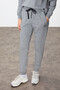 Gray Melange Compact Cotton Thick Smooth Textured O-Neck Standard Fit Women's Tracksuit Set - 95341 - 3