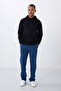 Black Cotton Thick Furry Soft Textured Comfort Fit Embroidered Men's Sweatshirt - 88419 - 3