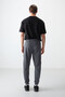 Dark Gray Surface Textured Standard Fit Embroidered Men's Tracksuit Bottom - 82126 - 5