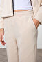 Beige Thick Soft Textured Hooded Comfortable Fit Embroidered Fleece Women's Tracksuit Set -95338 - 6