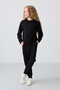 Black Cotton Fleece Inside, Soft Textured, Comfortable Fit, Embroidered Girls' Tracksuit Set - 75145 - 6