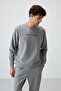 Gray Melange Cotton Thick Soft Textured Comfort Fit Printed Men's Tracksuit Set - 85239 - 5