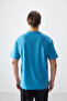 Petrol Blue Cotton Thick Soft Textured Oversize Fit Printed Men's T-Shirt - 88373 - 5