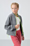 Gray Melange Thick Soft Textured Standard Fit Embroidered Fleece Girls' Sweatshirt - 75157 - 5