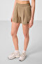 Beige Hidden Pocket Zippered Comfortable Form Women's Shorts - 91014 - 2