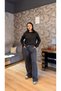 Women's Lawned Wide Leg Trousers Sweatpants BRC6502 Smoked