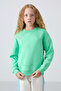 Water Green Cotton Fuzzy Inside Soft Textured Comfortable Fit Embroidered Girls' Sweatshirt - 75150 - 4