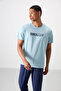 Light Blue Breathable Textured Slim Flexible Standard Fit Men's Performance T-Shirt - 88385 - 4