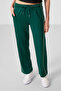 Green Soft Textured Side Panel Detailed Wide Leg Women's Palazzo Trousers - 94669 - 2