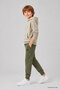 Khaki Standard Fit Cuffed Slim Boys' Tracksuit Bottom - 11205 - 2
