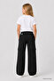 Black Double Belted Cargo Pocket Palazzo Girls' Sweatpants - 75198 - 2
