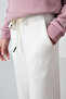 Ecru Cotton Fuzzy Inside Soft Textured Standard Fit Embroidered Girls' Sweatpants - 75158 - 4