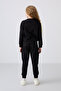 Black Cotton Fleece Inside, Soft Textured, Comfortable Fit, Embroidered Girls' Tracksuit Set - 75145 - 8