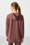 Brown Soft Textured Hooded Standard Fit Women's Tunic Sweatshirt - 97302 - 7