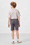 Stone-Anthracite Cotton Oversize Fit Woven Lightweight Flexible Chino Boy Shorts Suit - 11276 - 7
