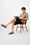 Navy Blue Standard Fit Woven Lightweight Flexible Chino Men's Shorts - 81291
