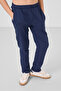 Navy Blue Standard Fit Woven Lightweight Flexible Chino Boys' Trousers - 11272 - 2