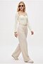 Women's Rena Belted Lycra Light Beige Palazzo Trousers - 2