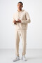 Beige Cotton Thick Soft Textured Comfort Fit Embroidered Men's Tracksuit Set - 85255 - 5
