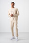 Beige Cotton Thick Soft Textured Comfort Fit Printed Men's Tracksuit Set - 85253 - 4