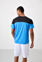 Cobalt Blue Breathable Textured Slim Flexible Standard Fit Men's Performance T-Shirt - 88386 - 5