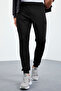 Anthracite-Black Mock Neck Zip-Up Standard Fit Cuffed Men's Tracksuit Set - 85160 - 3