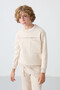 Beige Cotton Thick Fleece Lined Soft Textured Standard Fit Printed Boys' Tracksuit Set - 11257 - 2